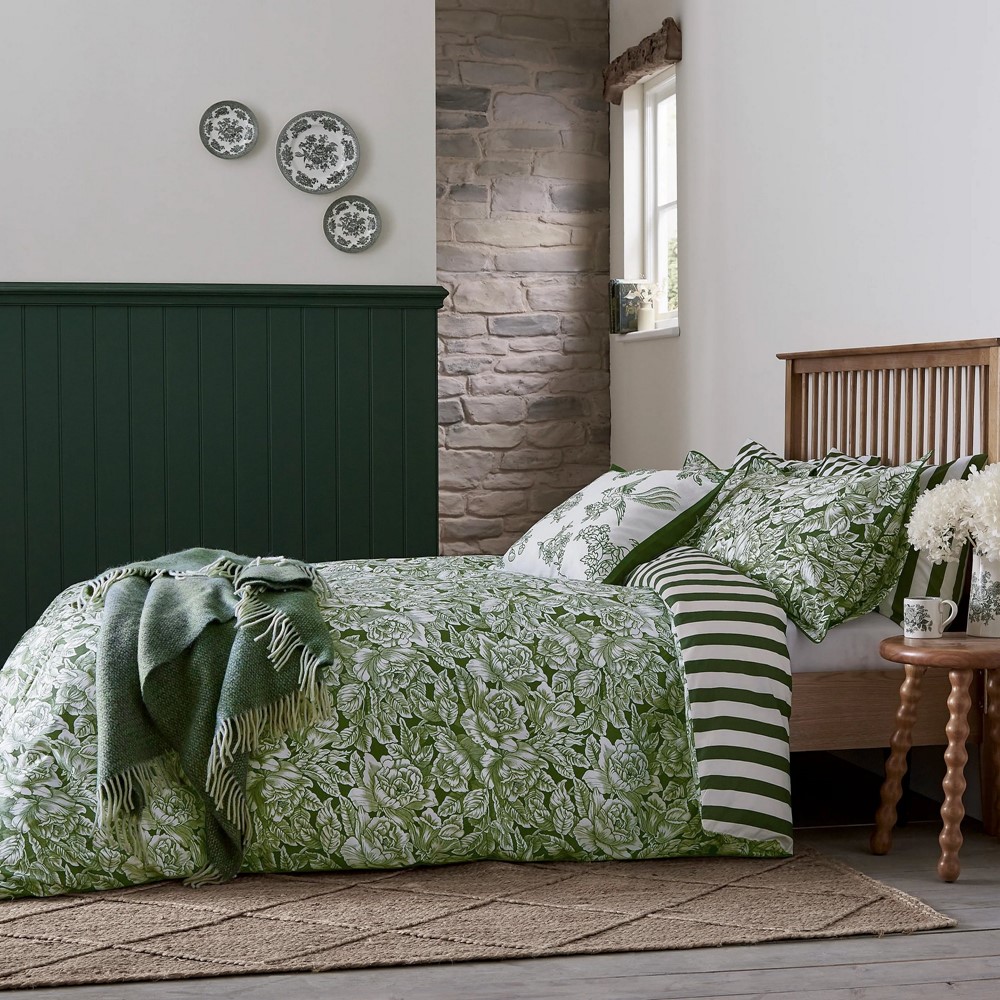 Hibiscus Bedding by Burleigh X Bedeck of Belfast in Green